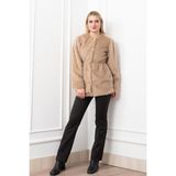 MissVina Glow Bel Lastikli Cozy Peluş Kaban 2623 - 40 - Bej