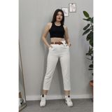 MissVina Kadın Gabardin Boyfrend Pantolon Şık Günlük Rahat Ekru 3953