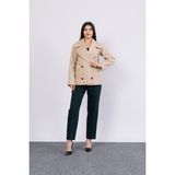 MissVina Kadın Oversize Trend Geniş Kısa Kaban Palto Kaşe Uzun Kol Düz Desen - Bej - 36