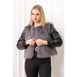 MissVina Urban Luxe Deri Kollu Peluş Kaban 2606 - 36 - Antrasit
