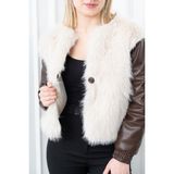 MissVina Urban Luxe Deri Kollu Peluş Kaban 2606 - 38 - Bej