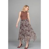 MissVina Vogue Asimetrik Tül Elegance Etek 6849 - Kahve - 40