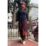 Misswhence Fermuar Detaylı Patchwork Ipek Elbise Siyah 36831