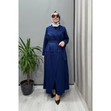 Misswhence Nakış Detaylı Denim Pardesü Lacivert 37501 - 38