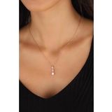 Mistik Silver Ortası Tek Taşlı Sarkık Gümüş Kolye