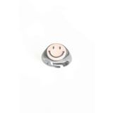 Mistik Silver Pembe Mineli Gülen Emojili Gümüş Yüzük