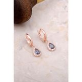 Mistik Topaz Rose Gümüş Damla Küpe 4962