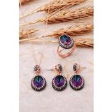 Mistik Topaz Rose Gümüş Set 2534