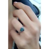 Mistik Topaz Taşlı 925 ayar Gümüş Kalp Tek taş yüzük