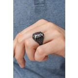 Mistik Topaz Taşlı Pençeli 925 Gümüş Erkek Yüzük