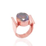 Mistik Topaz Taşlı Rose El işi Otantik Gümüş Yüzük 201022435