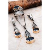 Mistik Topaz Taşlı Tasarım Elişi Gümüş Set 2286