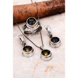 Mistik Topaz Taşlı Tasarım Elişi Gümüş Set 2293