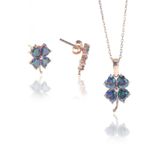 Mistik Topaz Taşlı Yonca İkili Set