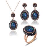 Mistik Topaz ve Swarovski Taşlı 925 Ayar Gümüş Kadın Üçlü Set 201025577