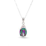 Mistik Topaz ve Zirkon Taşlı 925 Ayar Gümüş Bayan Kolye 201021904