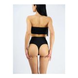 Mistirik Arpina Model Dikişsiz Lazer Kesim Yüksek Bel Sıkılaşttırıcı String Korse Tanga Slip Siyah Renk