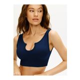 MİSTİRİK Florio Model Dikişsiz Seamless Biker Spor Büstiyer Crop Fitilli Crop Extra Esnek Lacivert Renk