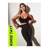 Mistirik, Lupi Model Karın Göbek Ve Alt Bacak Etkili Korse Tayt Siyah Renk, M