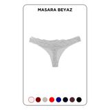 Mistirik, Masara Model Dantelli Yumuşak Kumaşlı String Tanga Beyaz Renk, XL