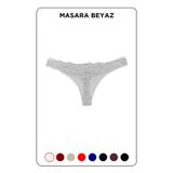 Mistirik Masara Model Dantelli Yumuşak Kumaşlı String Tanga Beyaz Renk