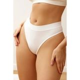 Mistirik Navelli Model Seamless Yumuşak Kumaşlı String Külot - Beyaz