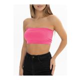 MİSTİRİK Palude Model Straplez Bluz Örme Semaless Mdeol Bluz Bondeo Pembe Renk