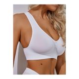Mistirik, Rosella Model Spor Korse Büstiyer Sarkma Önleyici Sıkı Büstiyer Pedsiz Korse Sütyen Beyaz Renk, 2XL