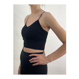 MİSTİRİK Sierra Model Ip Askılı Kumaş Süper Crop Bluz Siyah Renk