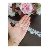 Misue Handmade Güpür Fransız Dantel, İğne Oyası Görünümlü Güpür Dantel Aksesuar, Krem Şerit Oya Süsleme (1 Metre)