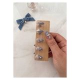 Misyul Esaura Butik Mavi Ombre Kristal Taşlı 24 lü Takma Tırnak Seti Özel Tasarım Badem Form
