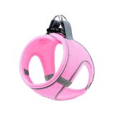 Mita Air Mesh Kedi Köpek Göğüs Tasması Çift Reflektörlü, Terletmeyen Tasma (Açık Pembe, L)