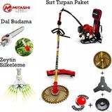 Mitashi Pro 52CC 2 Zamanlı Benzinli Zeytin Silkeleme + Dal Budama + Ot Biçme Aparatlı Sırt Tırpan