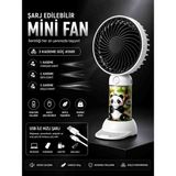 Mitavo Şarjlı Mini El Fanı – 3 Kademeli Güçlü Serinlik | USB Şarjlı Taşınabilir Fan - Beyaz - Siyah