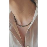 MITH SB TAKI PASLANMAZ ÇELİK ÖZEL RETRO TASARIM KOYU YEŞİL ÇEK CAMI BONCUK & HEMATİT KOLYE-NO4