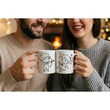 Mithor Shop Kalp Avcısı (Renksiz Çizim) Okçu Erkek - 2’li Sevgililer Günü Kupa Seti - Beyaz
