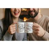 Mithor Shop Kalp Avcısı (Renksiz Çizim) Okçu Kız - 2’li Sevgililer Günü Kupa Seti - Beyaz