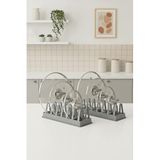 Mithra Life 2 Adet 6 Bölmeli Gri Tabak Tencere Kapak Düzenleyici Organizer Plastik 30x16x8 cm MIT1311