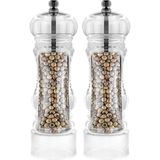 Mithra Life 2 Li Büyük Boy 20 cm Akrilik Şeffaf Tuz Karabiber Şef Değirmeni Öğütücü MIT1257 - 300 ml
