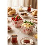 Mithra Life 2 Li Seramik Atıştırmalık Çerezlik Meyve Kahvaltılık Sunum Kasesi Çilek Serisi MIT1330 - 650 ml