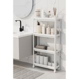 Mithra Life 4 Katlı Tekerlekli Slim İnce Beyaz Banyo Mutfak Rafı Mıt1200