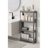 Mithra Life 4 Katlı Tekerlekli Slim İnce Gri Banyo Mutfak Rafı Mıt1202