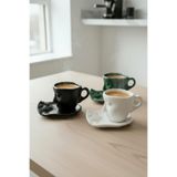 Mithra Life 6 Adet 110 ML Siyah Beyaz Yeşil Seramik Türk Kahvesi Fincan Takımı MIT1313