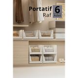 Mithra Life 6 Bölmeli Kayar Raf Organizer Dolap İçi Kıyafet Düzenleyici Beyaz 45x35 cm MIT1262
