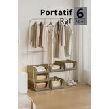 Mithra Life 6 Lı Kayar Raf Organizer – Bej Rengi Dolap İçi Kıyafet, Aksesuar Düzenleyici Mıt1260
