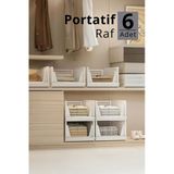 Mithra Life 6 Lı Kayar Raf Organizer – Beyaz Dolap İçi Kıyafet, Aksesuar Düzenleyici Mıt1262