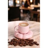 Mithra Life 95 Ml Papatya Şekilli Seramik Pembe Türk Kahvesi Fincan Takımı Mıt1158 Pembe