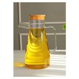 Mithra Life Bambu Kapaklı Borosilikat Cam Yağdanlık 900 Ml Mit1070 Şeffaf