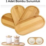 Mithra Life Bambu Oval Sunum Servis Tepsisi Tabağı Yağdanlık Sabunluk Altlığı MIT1223 - Krem