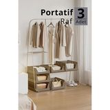 Mithra Life Mıt1259 3'lü Kayar Raf Organizer Bej Dolap İçi Kıyafet Aksesuar Düzenleyici